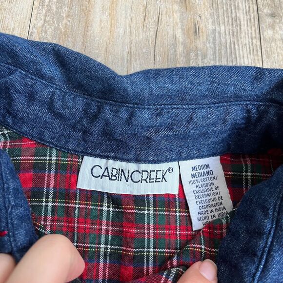 Cabin Creek Plaid Flannel Women's M Cottagecore Teachercore Vintage 90s - Picture 5 of 11